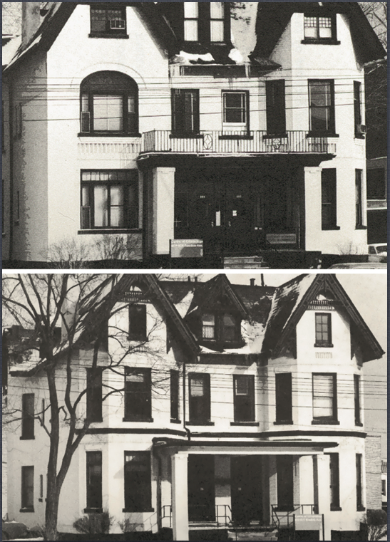black and white photos of the Centre's houses