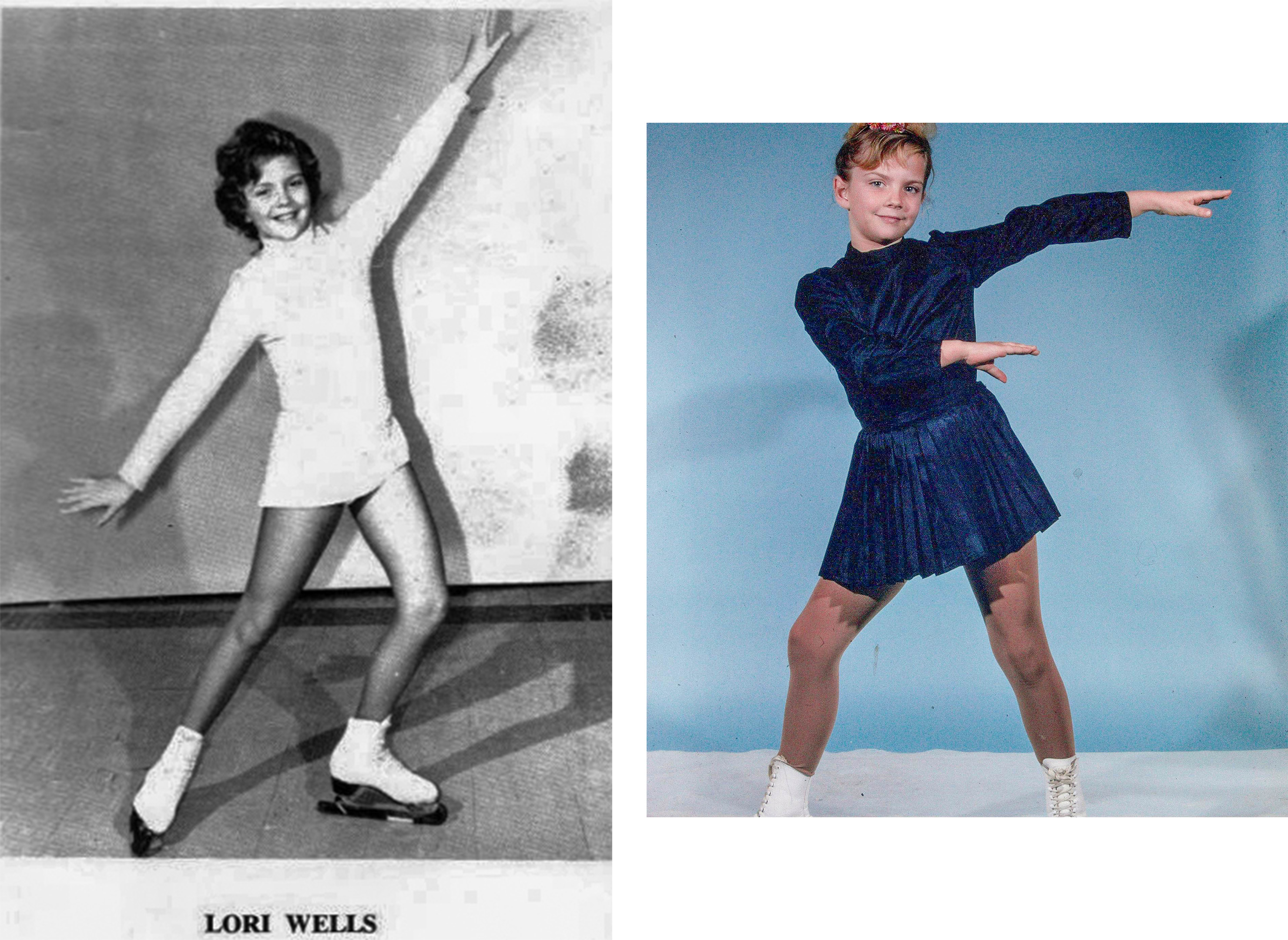 Two photos of Lori Wells as child figure skater