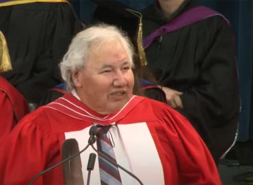 screenshot of 2017 U of T Convocation, Murray Sinclair speaking